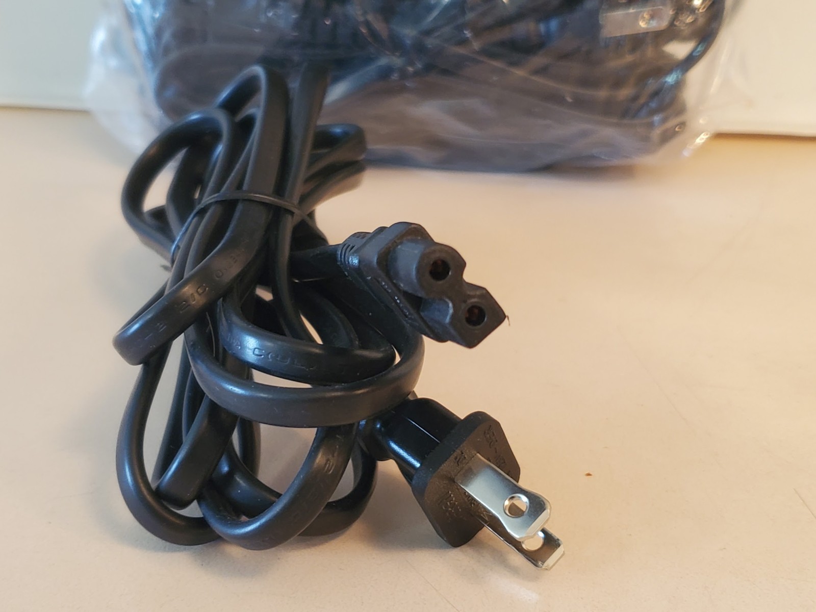 Unbranded AC POWER CORD with Square Circle end, 2-prong plug, 102″ length. NEW.