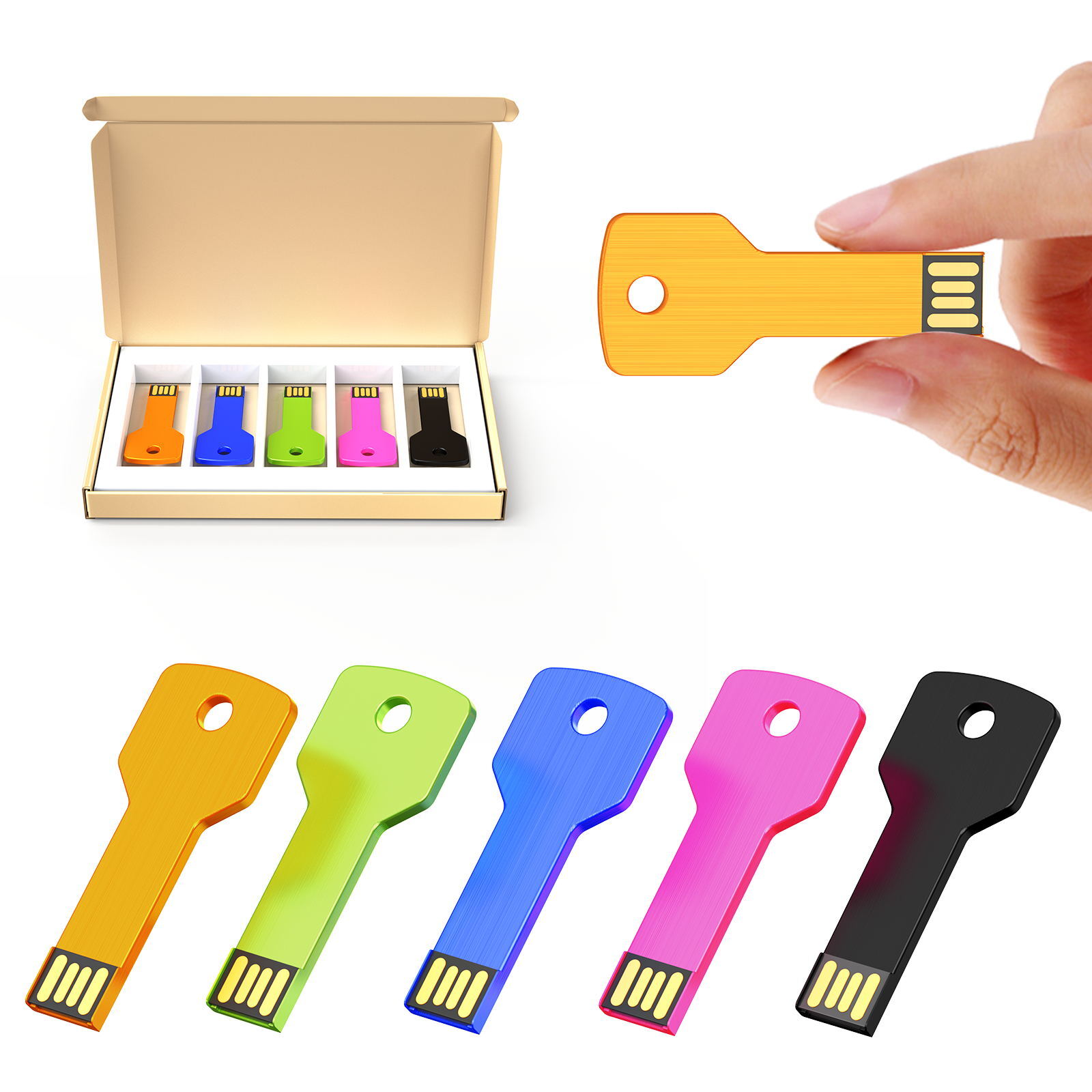 Mixed Color 5/10pcs USB 2.0 2g 4g 8g 16g 32g Metal Key Style Flash Drive Memory