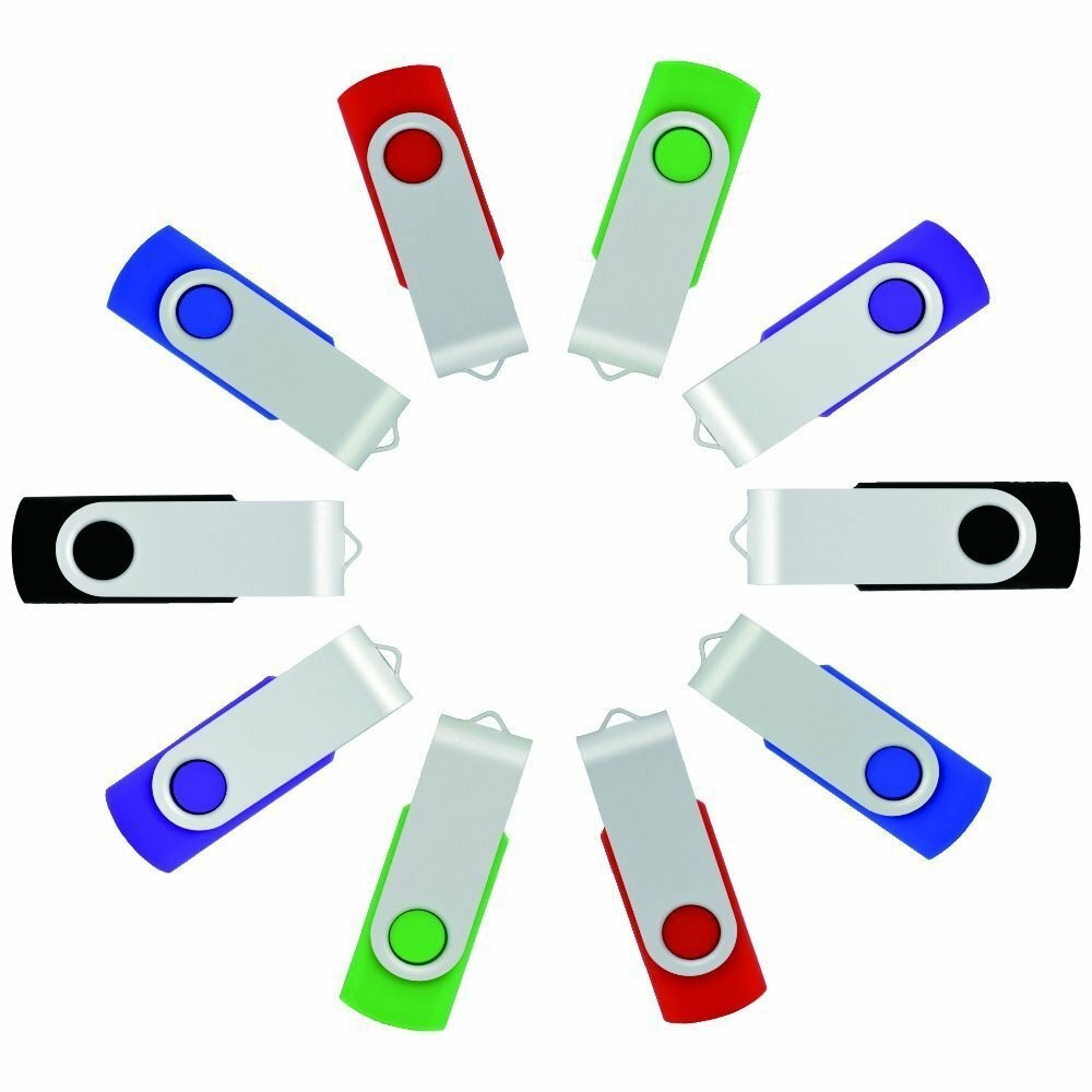 5 Pack Rotating Swivel USB 2.0 Mini Flash Drive 1GB-32GB Blank Data Memory Stick