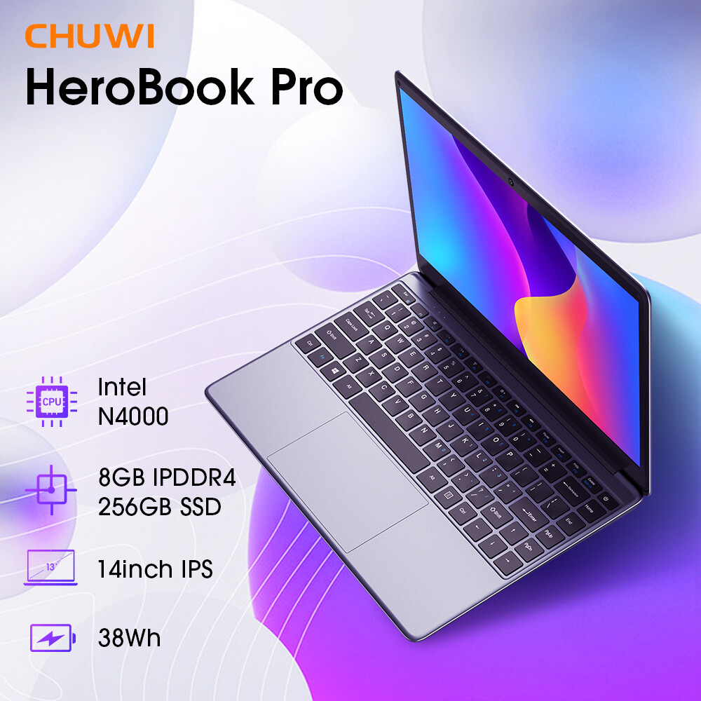 CHUWI Laptop 14” HD Intel Celeron N4000 8GB 256GB SSD Webcam Windows 11 H