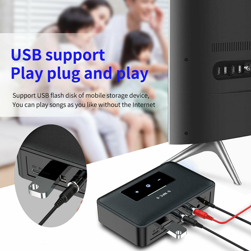 Bluetooth 5.0 Receiver Transmitter Wireless 3.5mm AUX NFC to 2 RCA Audio Adapter