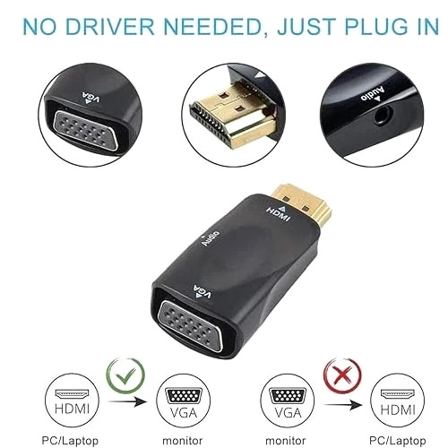 1080P HDMI to VGA Adapter Converter with 3.5mm Audio Jack Cable