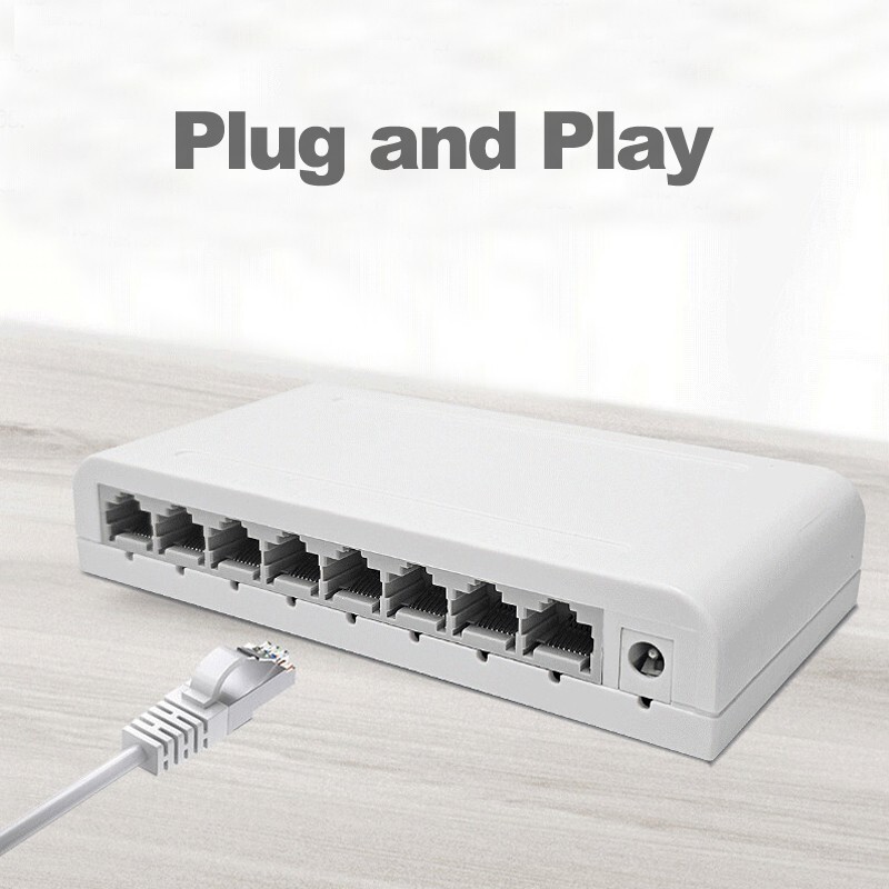 8 Port Gigabit Ethernet Switch Splitter 1000Mbps RJ45 Hub Network SOHO Desktop