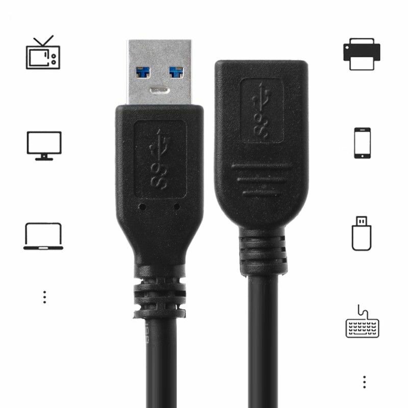 USB 3.0 Extension Extender Cable Cord M/F Standard Type A Male to Female Black