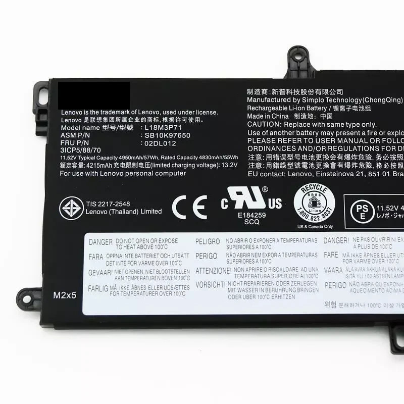 New Battery for Lenovo ThinkPad T590 P53S T15 P15s 1st Gen L18M3P71 L18L3P71