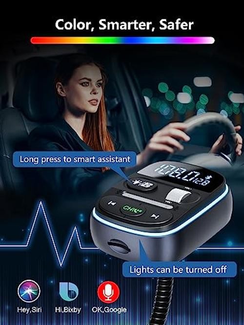 Bluetooth FM Transmitter PD 30W, Bluetooth Car Adapter with QC3.0 Fast