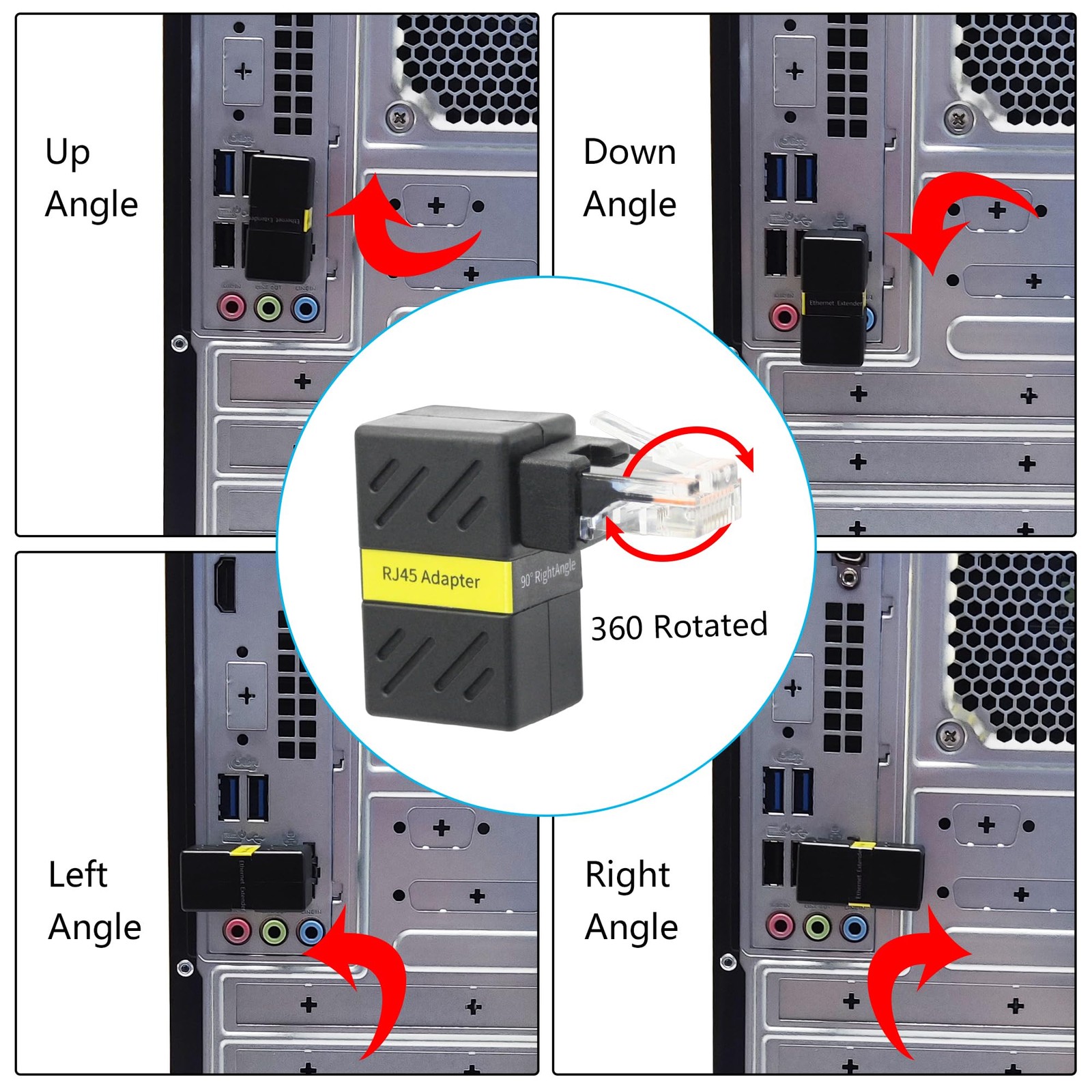 Aurorapath Cat6 Ethernet Adapter Rotatable Rj45 Male To Female Gigabit 1000Mbps