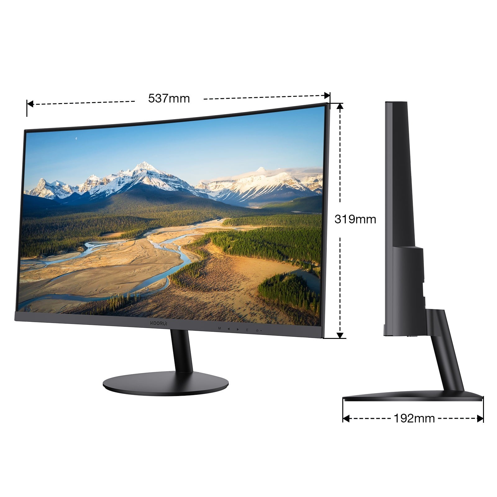 KOORUI 24A9FO3 24″ Curved Computer Monitor FHD(1920x1080P) 99% sRGB 1800R LED