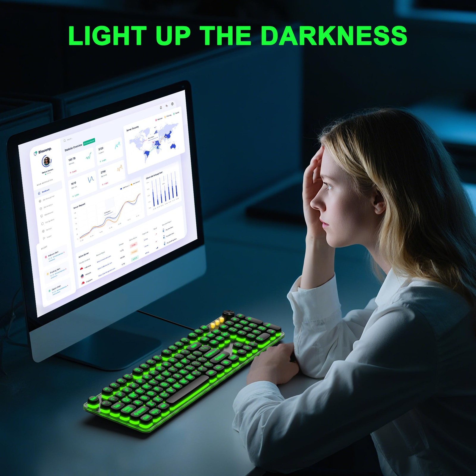 Large Print Backlit Keyboard with 7-Color Backlit, Wired USB Lighted Computer…