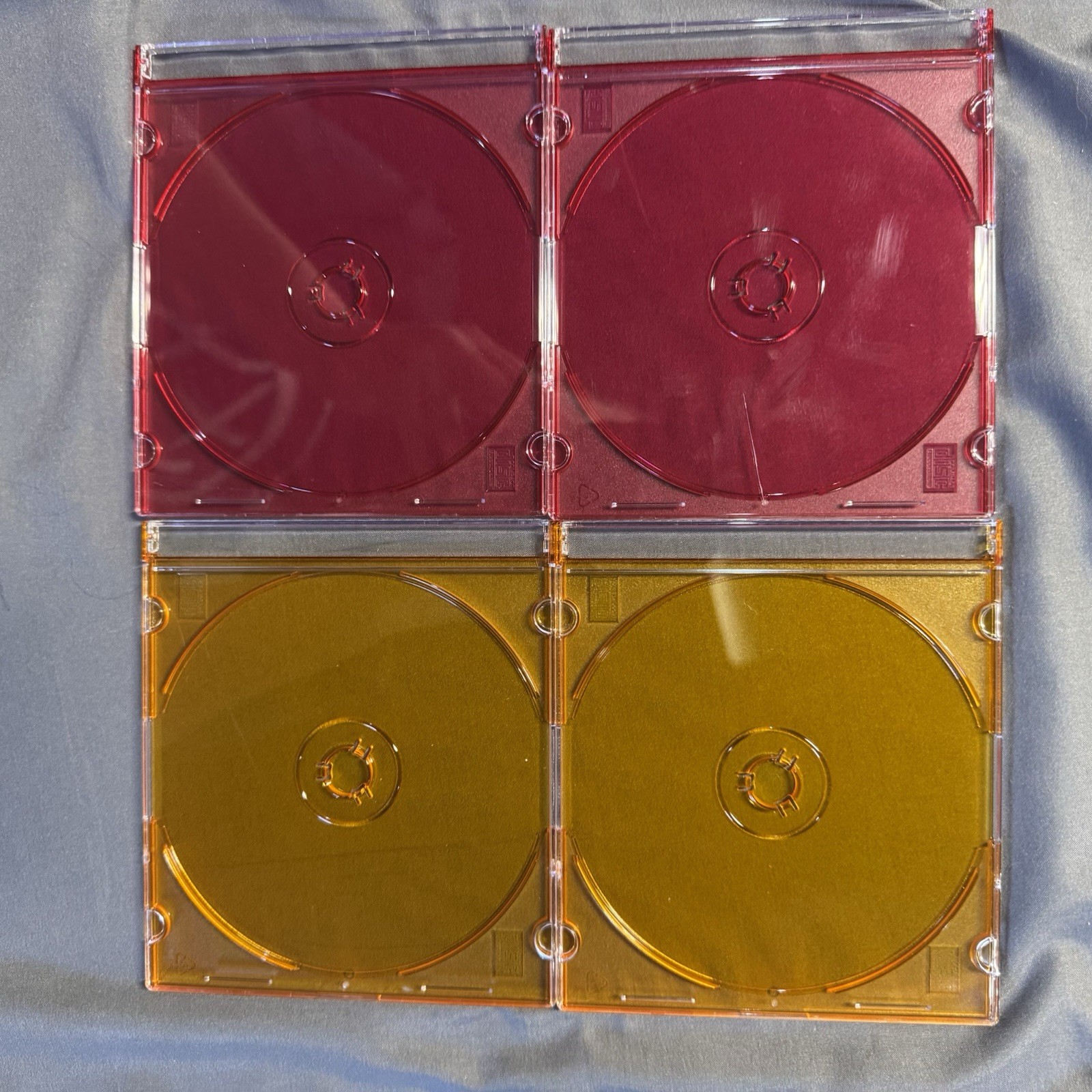 Slimline Jewel Cases Lot of 4 Red & Orange Plastic for CD/DVD/Blu-ray