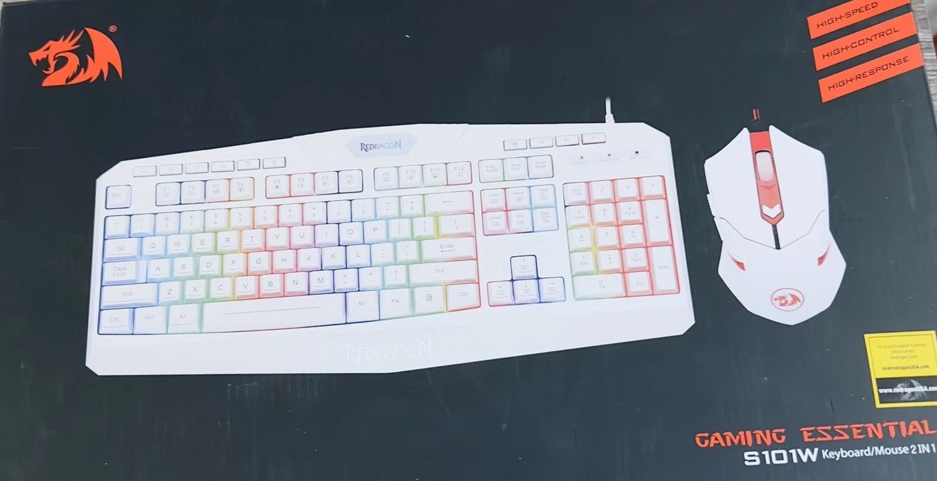 Redragon Gaming Essentials wired Keyboard/Mouse S101W 2 In 1 Set White