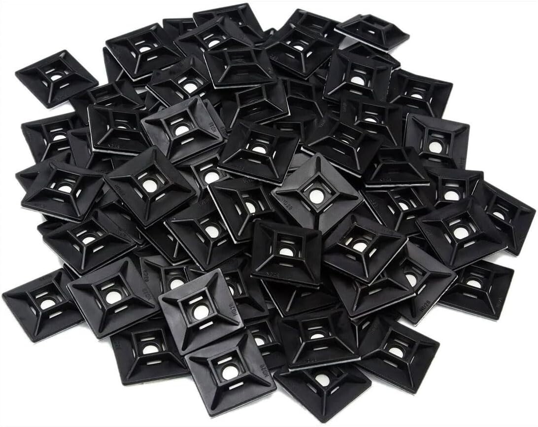 1″ Self Adhesive Cable Zip Tie Mounts with 7″ Zip Ties each 100pcs Organizing