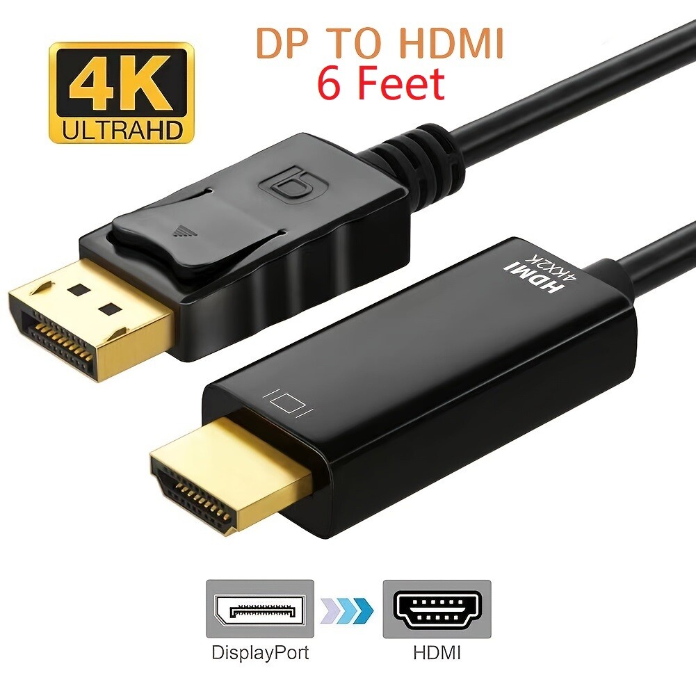 4K DisplayPort DP to HDMI Cable Adapter Converter Audio Video PC HDTV 1080P 60Hz