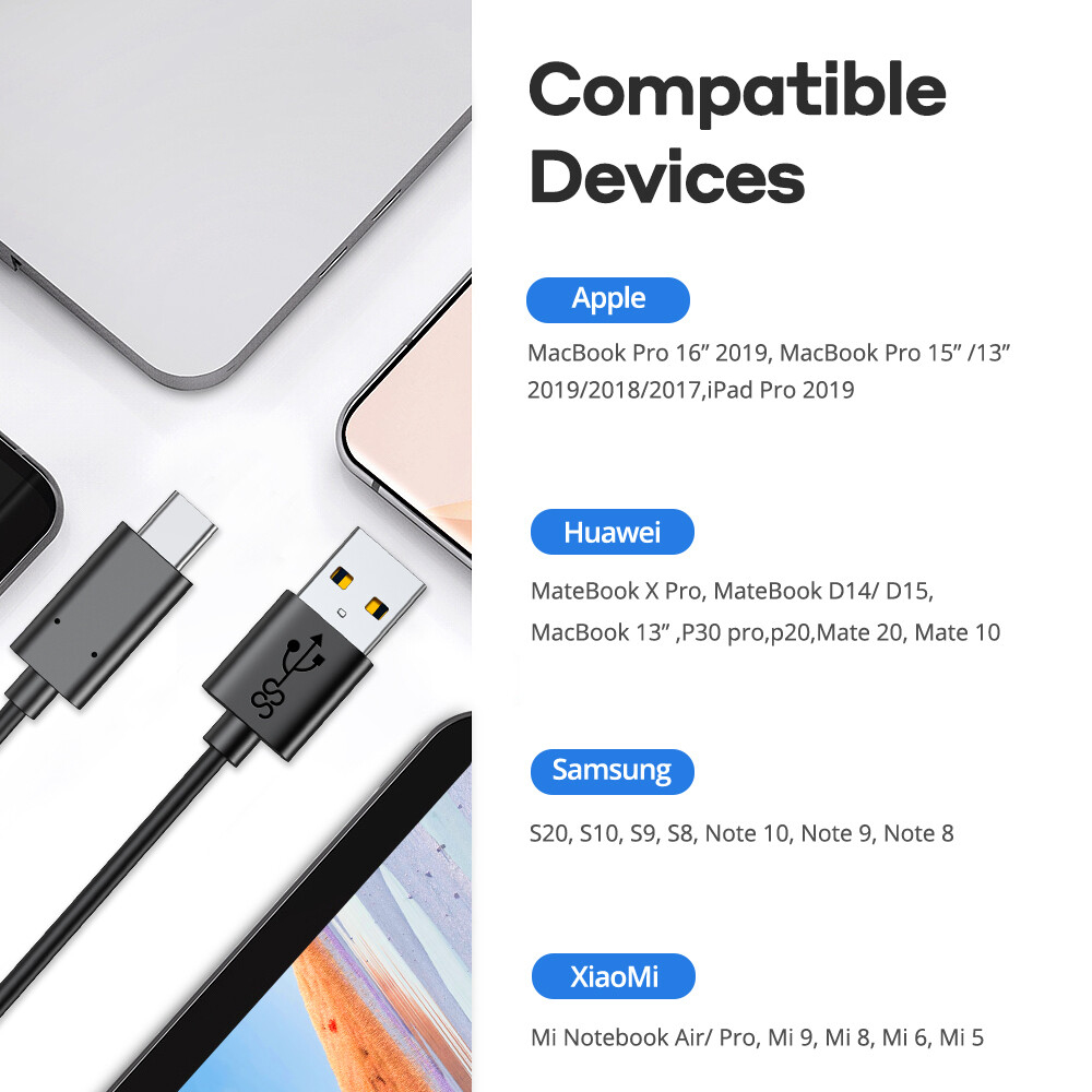 USB C Type C to USB C Cable 5A Fast Charging Cable Data Cord For Huawei Samsung