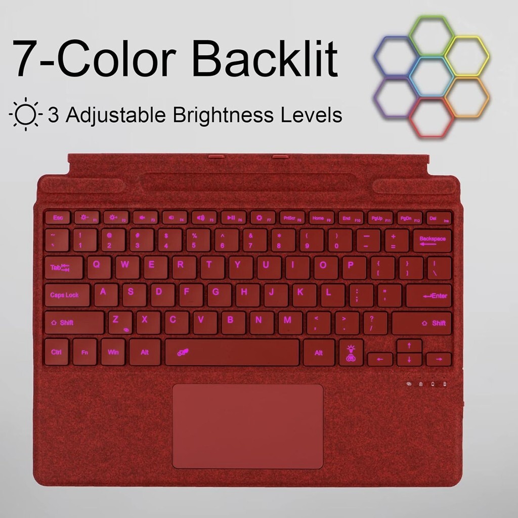 Backlit Wireless Slim Keyboard Touchpad for Microsoft Surface Pro 8/9/X/10/11
