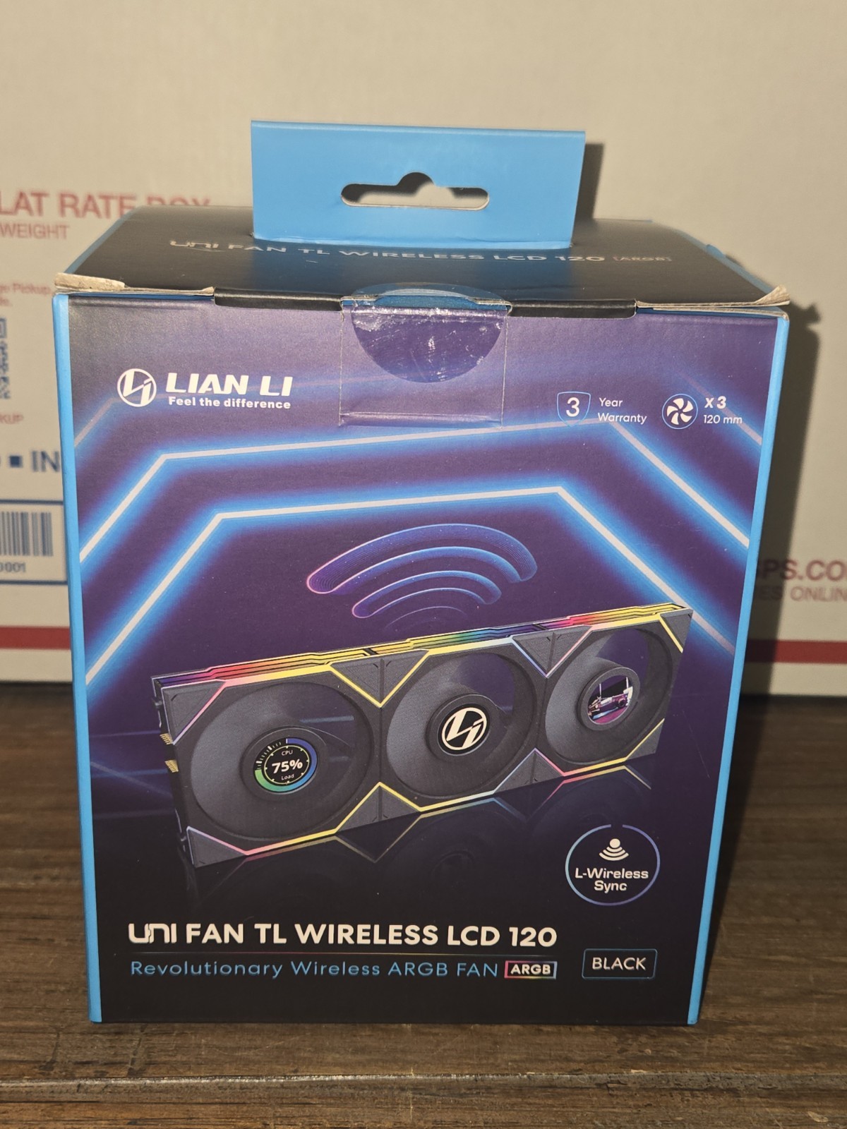 Lian Li UNI FAN TL120 LCD Wireless 12TLLCD1W3B Triple Pack With Controller Black