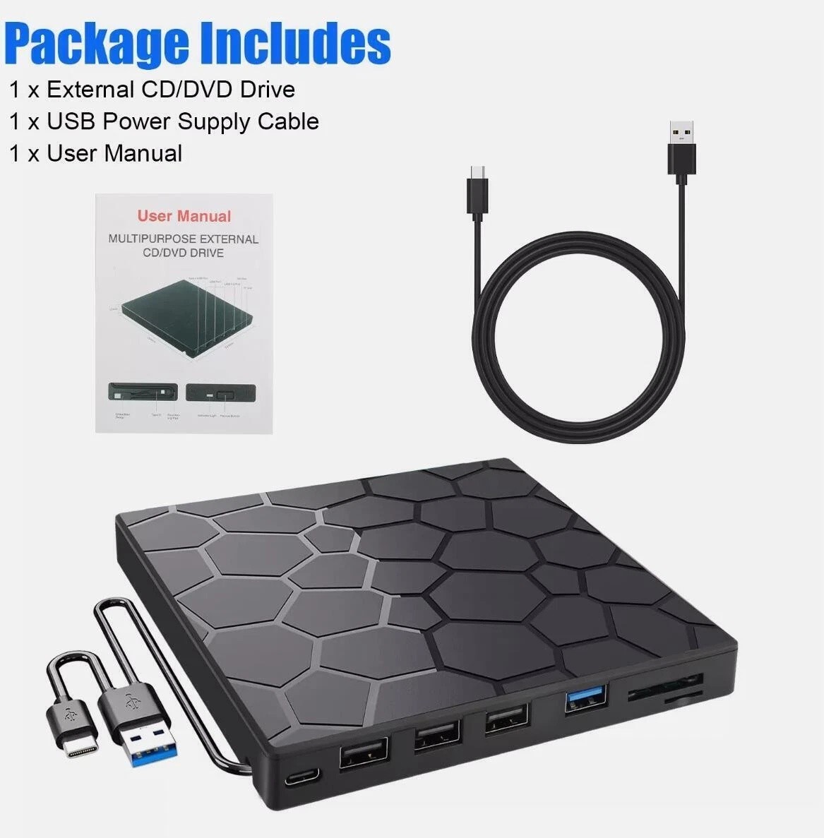 USB 3.0 Slim External CD DVD Drive Disc Player Burner Writer For Laptop PC Mac