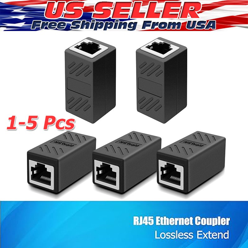 1-5PACK RJ45 Inline Coupler Cat6/Cat5e Ethernet Network Cable Extender Connector