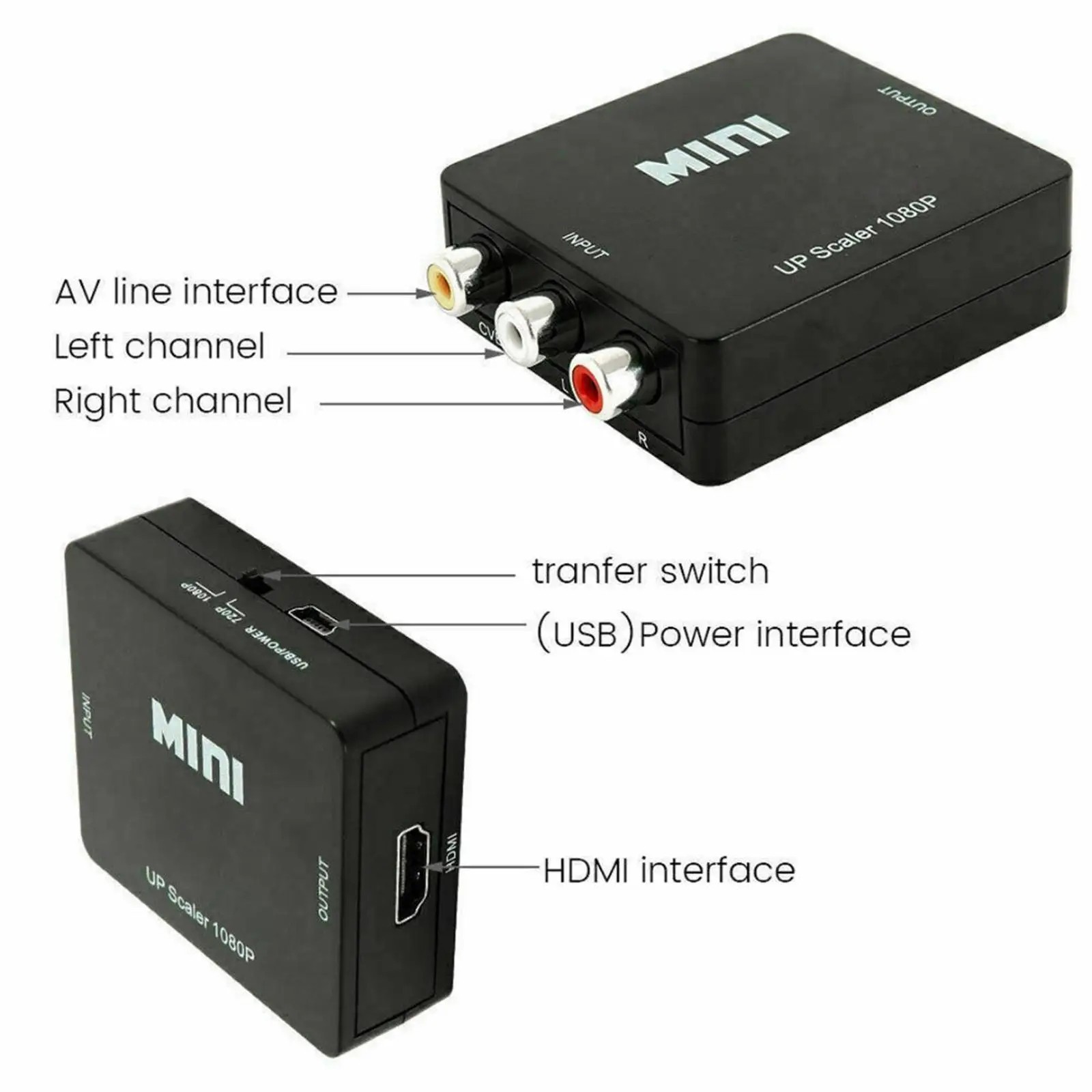 HDMI To RCA AV Adapter Converter Cable CVBS 3RCA 1080P Composite Video Audio