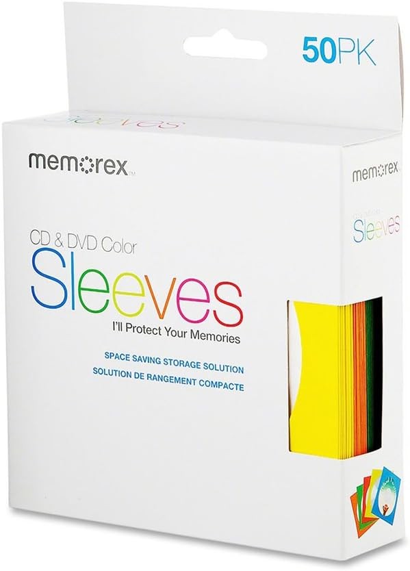 Memorex Assorted Color Paper CD Sleeves with Window & Flap Lot