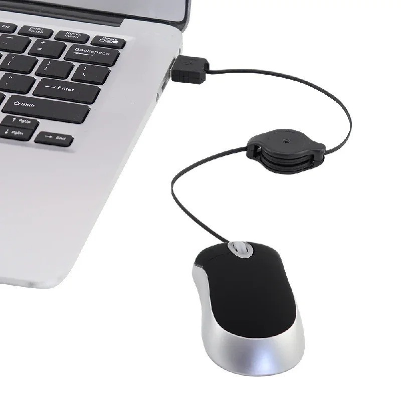 Mini Portable Wired Retractable Mouse Computer Mause Small Hand USB Optical 1000