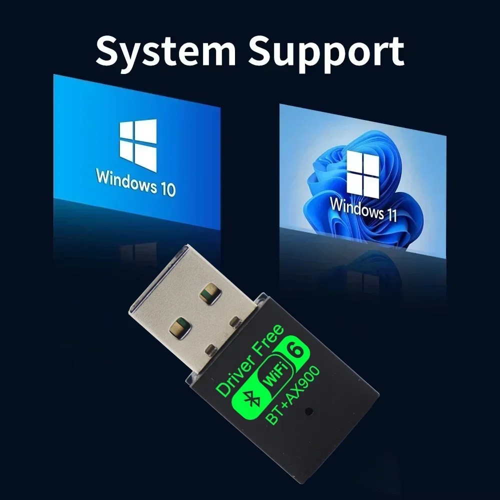 USB WiFi-6 900Mbps 2 in 1 Dongle 2.4G 5GHz Dual Band & BT 5.4 Win10,11 Free ship