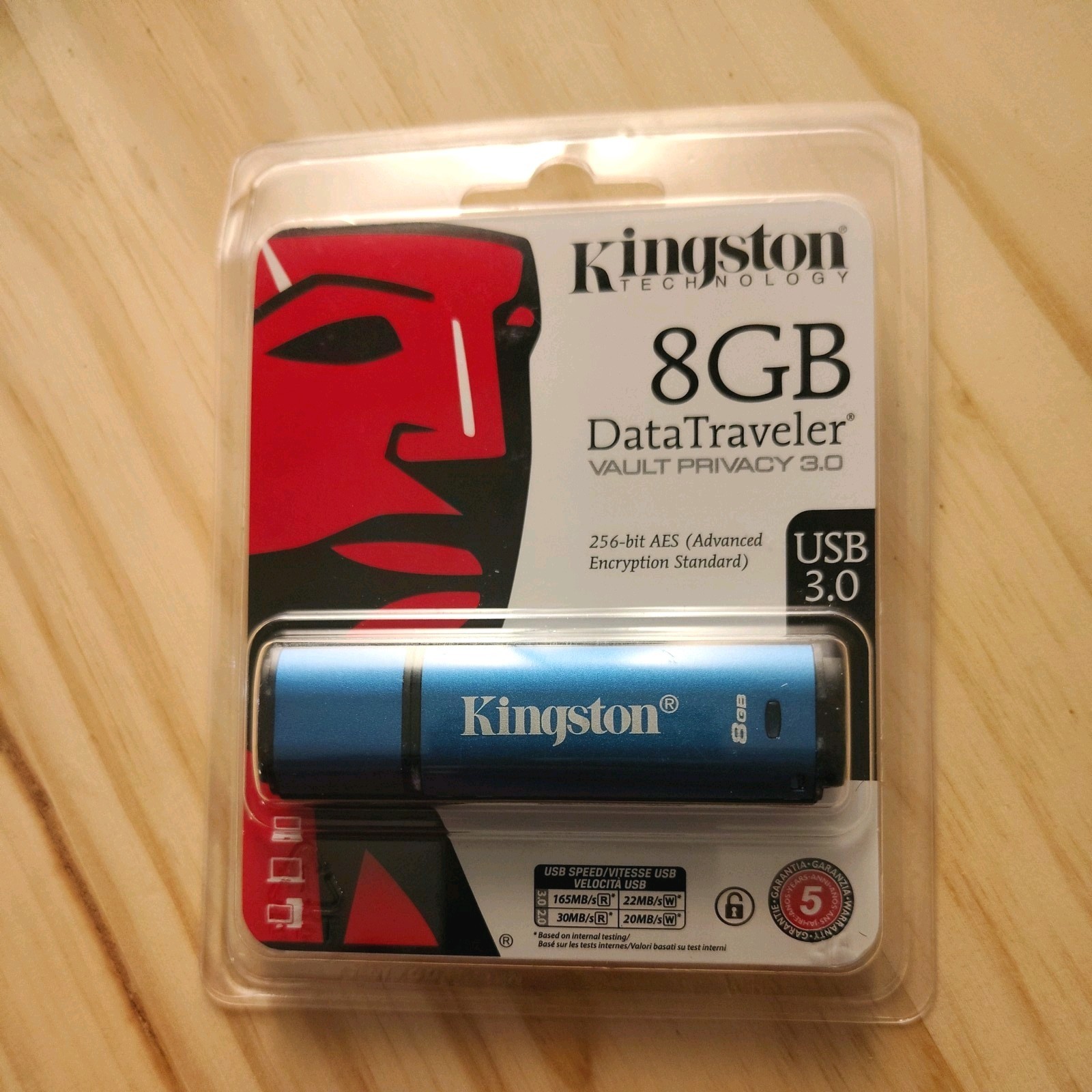 Kingston 8GB DataTraveler Vault Privacy 3.0 USB 3.0 Flash Drive DTVP308GB