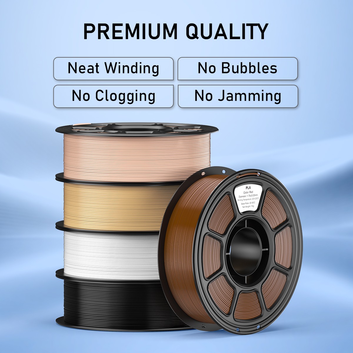 5pcs / 1KG 3D Printer Filament PLA 1.75mm 40-50mm/s High Speed PLA Filament