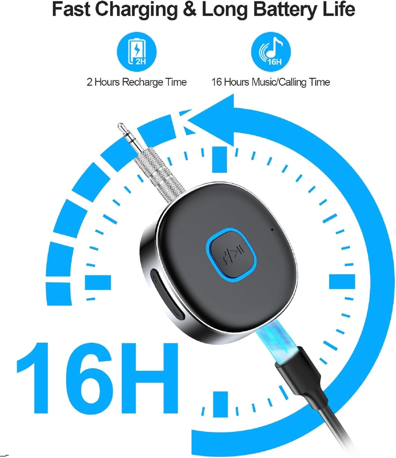 Portable 3.5mm Aux Car Adapter Bluetooth Wireless Audio Receiver Car/Home Stereo