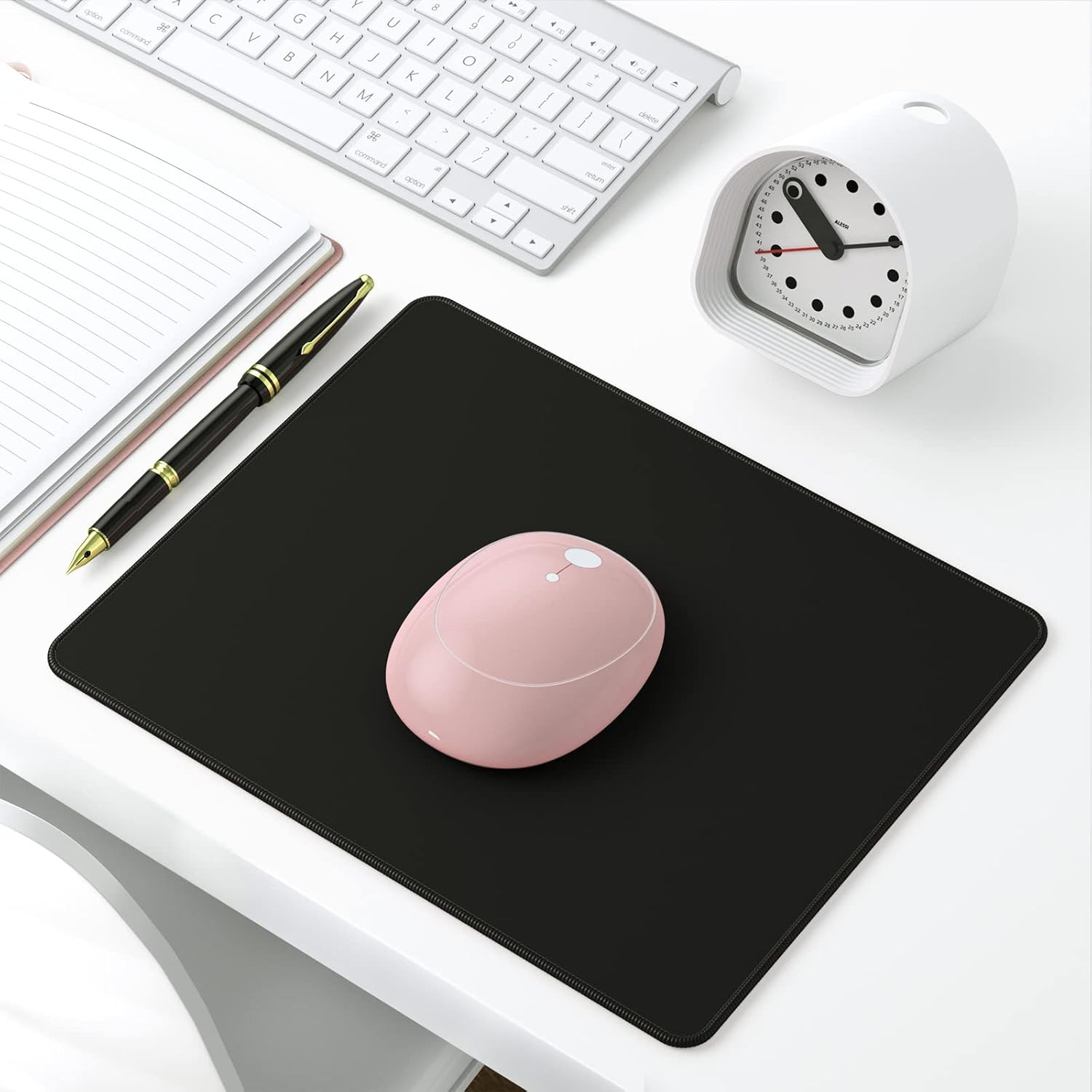 Square Mouse Pad 5mm Thick Anti Slip Computer Mat Stitched Edge 8×10 Black
