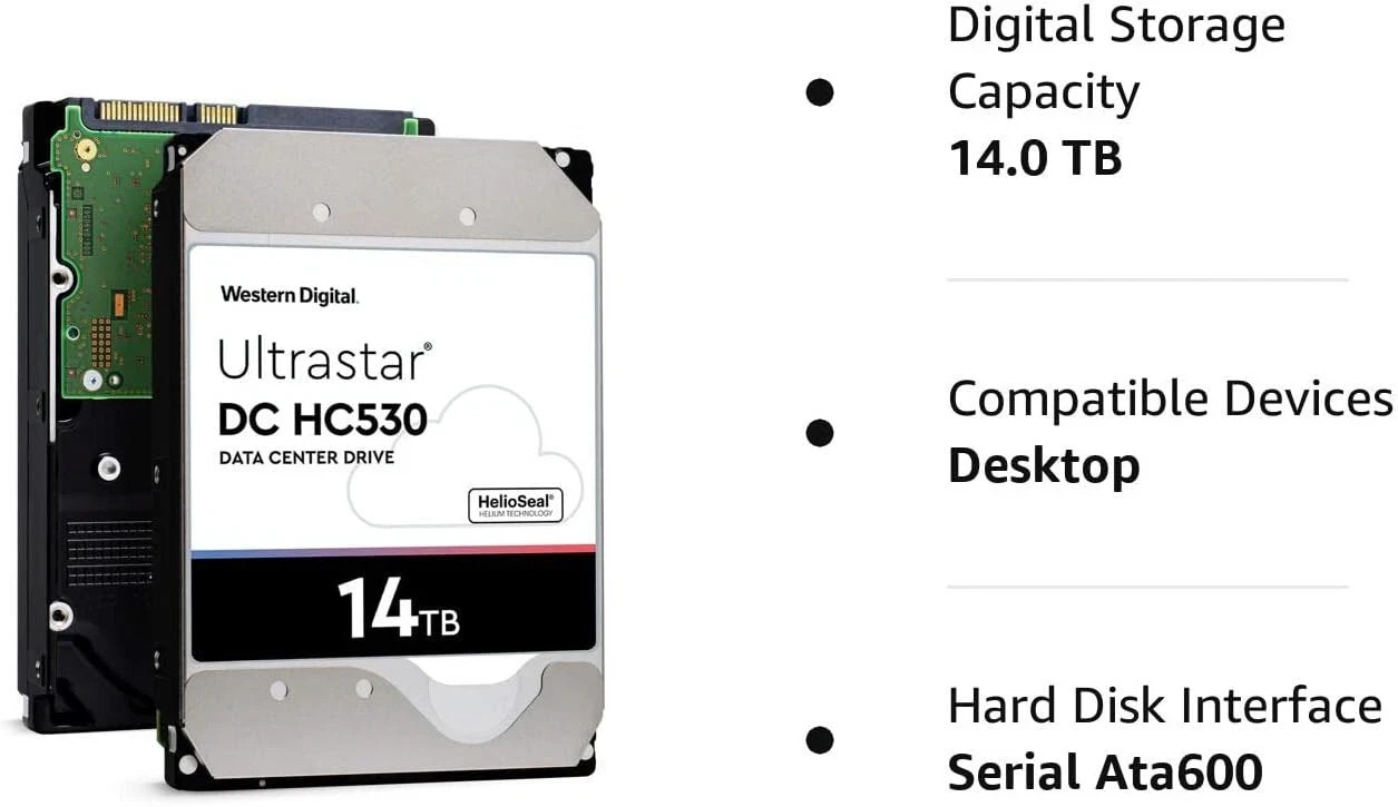 WD Ultrastar DC HC530 14TB SATA 6G 3.5″ 7200RPM Enterprise HDD – WUH721414ALE601