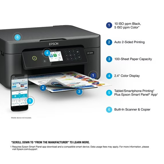 2026 Epson Wireless All In One Mobile Printer/Copy/Scan – Set Ink Included