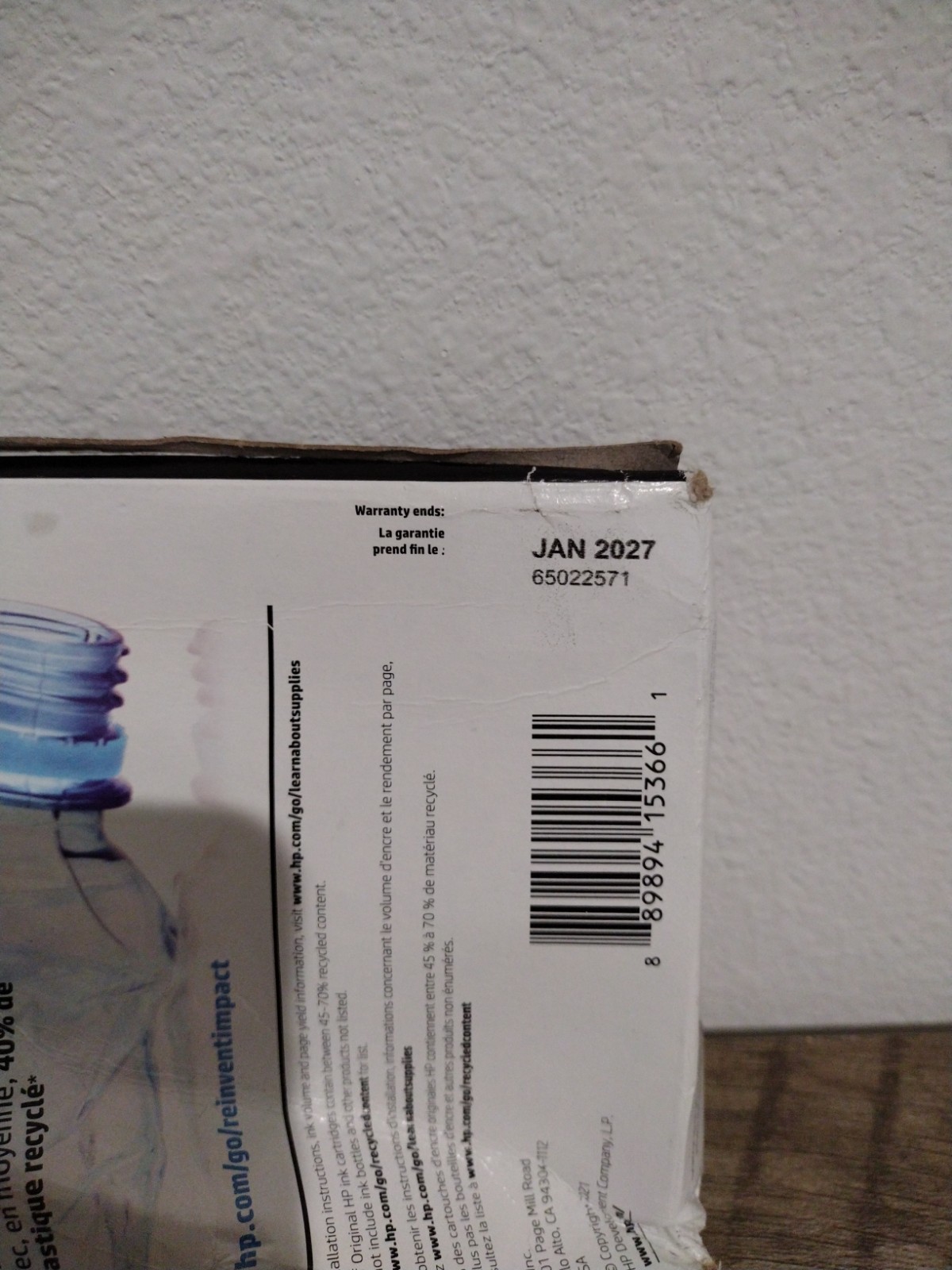 Genuine HP N9H67FN HP 62XL Black & HP 62 Tri-Color Combo Pack Exp 01/27 Box Dmg.