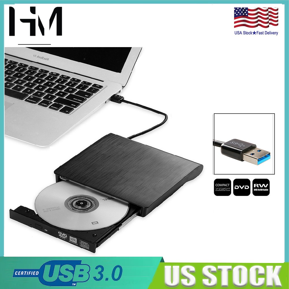 Slim External USB3.0 CD DVD RW Drive Writer Burner Reader for Laptop PC Portable