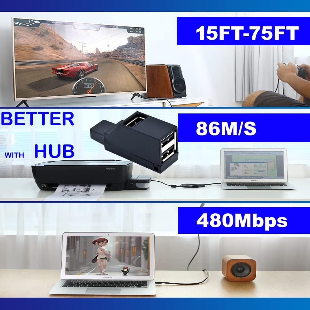 High-Speed USB to USB Extension Cable USB 2.0 Adapter Extender Cord Male/Female