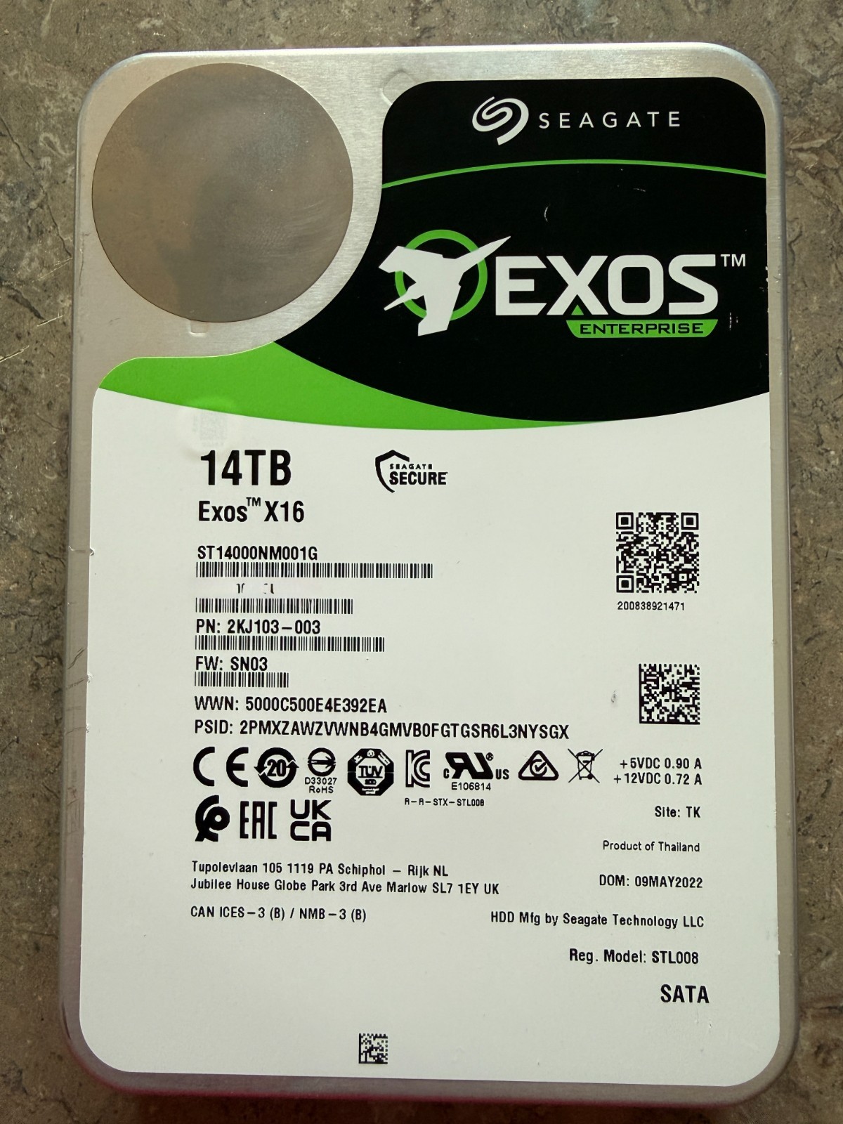 Seagate EXOS X16 14TB 7200rpm 3.5″ SATA 6Gb/s Hard Drive ST14000NM001G