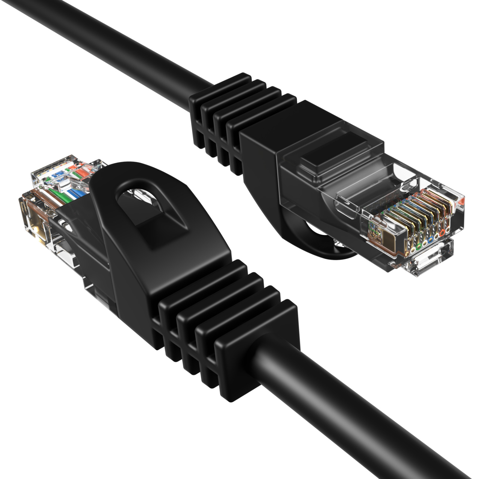Cat5e Black Patch Cord Network Cable Ethernet LAN RJ45 UTP 25FT- 200FT Multi LOT
