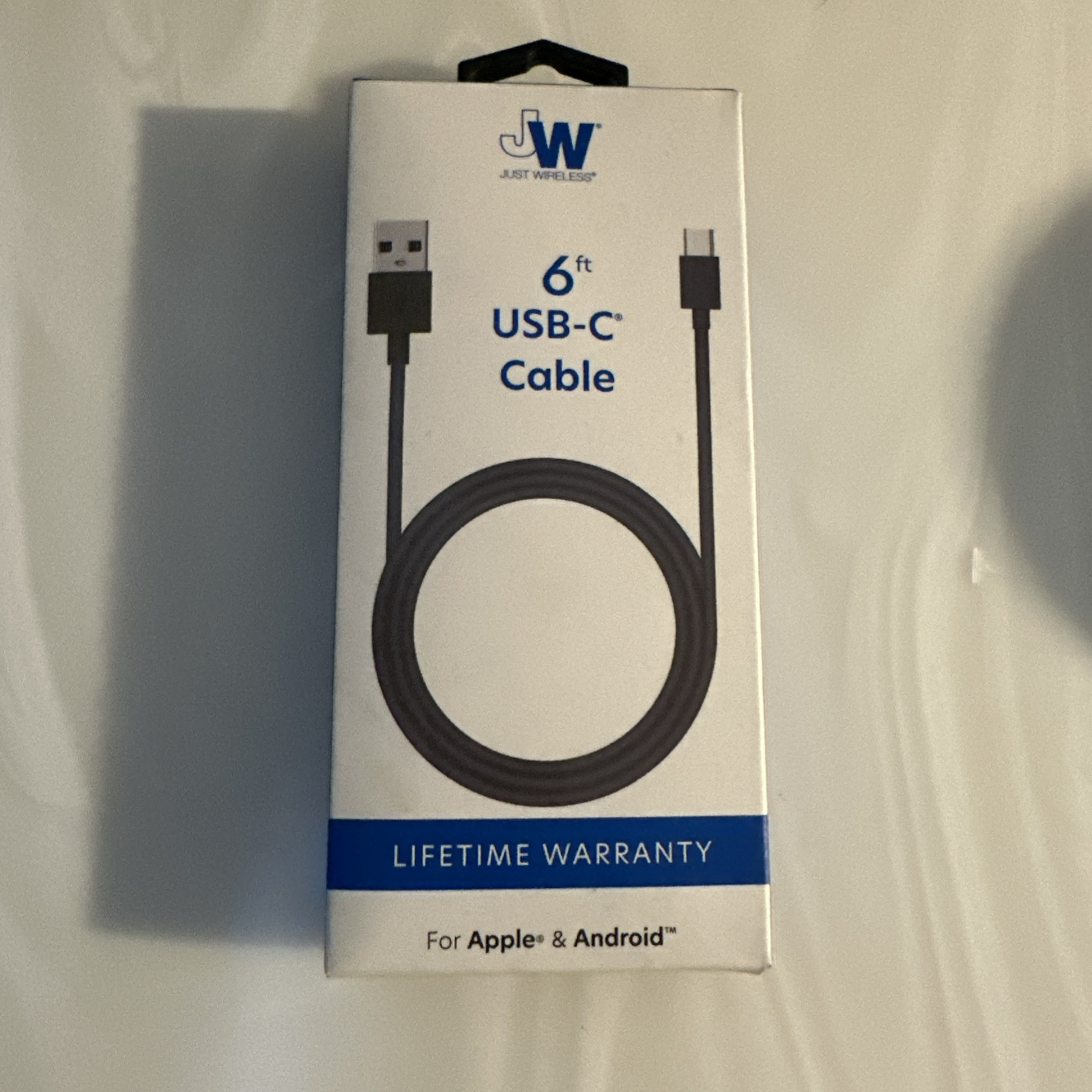 Just Wireless USB-C Connector 6Ft Gray Cable Works With Android