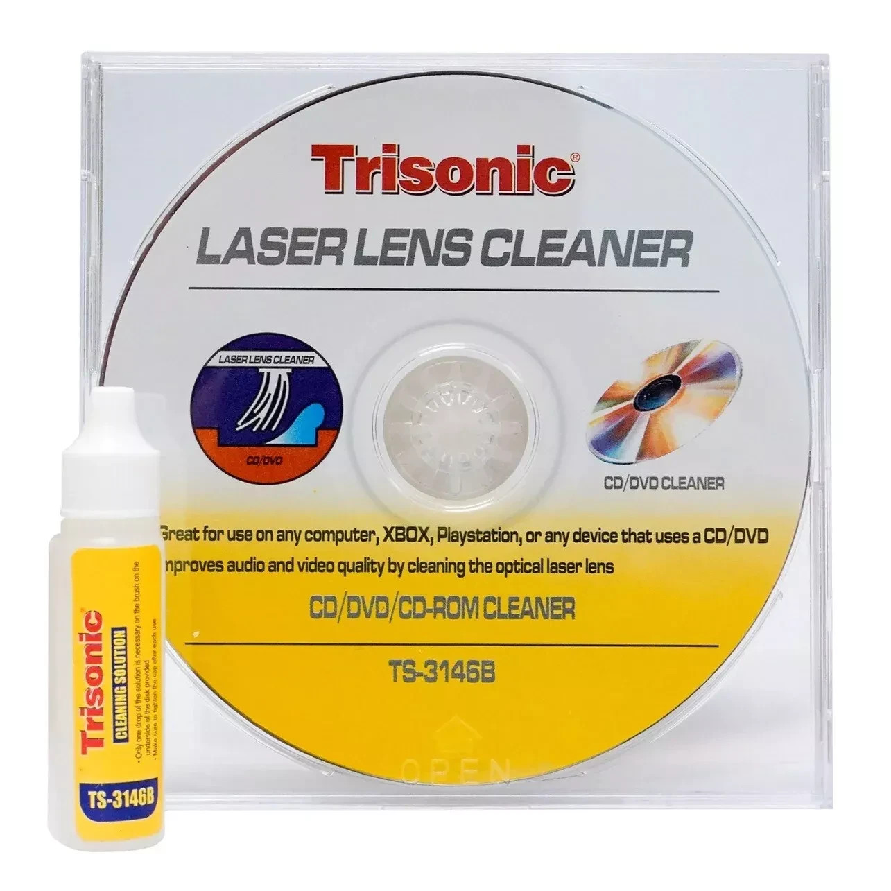 CD DVD Blu-Ray Player LASER LENS CLEANER Cleaning Disc w/Fluid Xbox PS2 PS3, etc