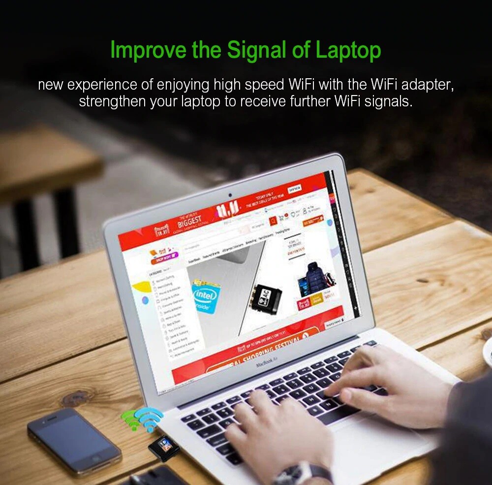 600Mbps Wireless USB Ethernet PC WiFi AC Adapter Lan 802.11 Dual Band 2.4G / 5G