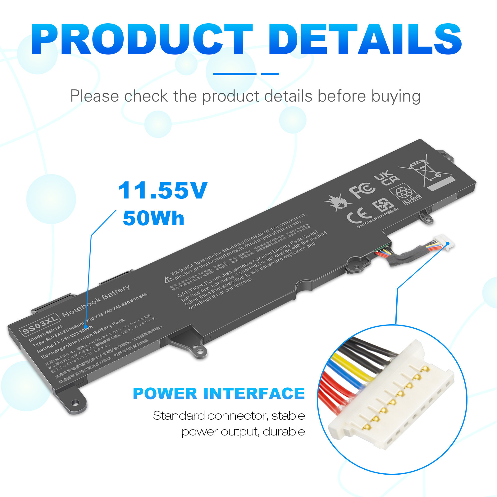 ✅LOT 1-100pcs SS03XL Battery For HP EliteBook 830 G5 / 840 G5 / 735 G5 745 50wh