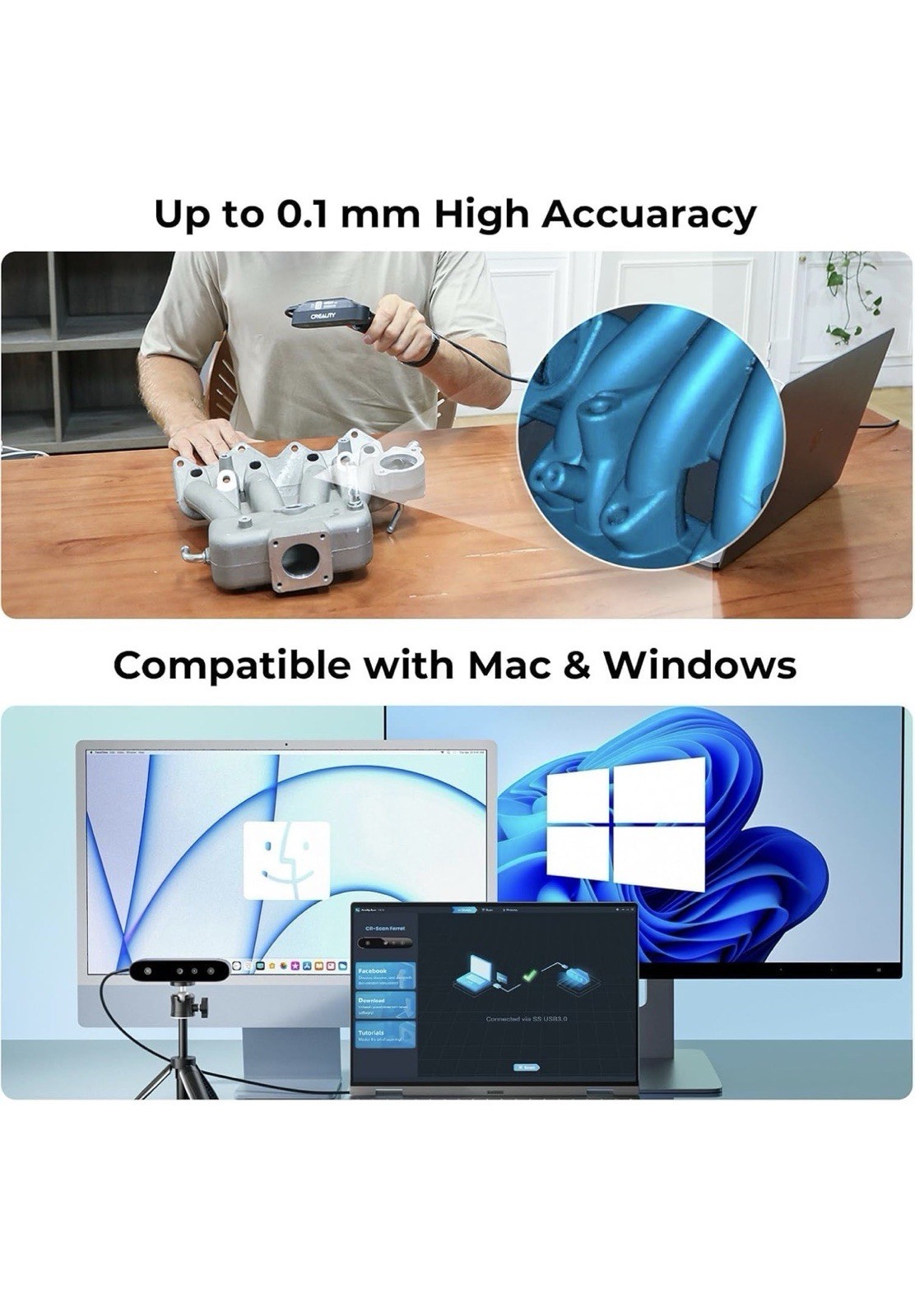 Creality 3D Scanner CR Ferret SE for 3D Printing Upgrade Handheld Scan 30 FPS