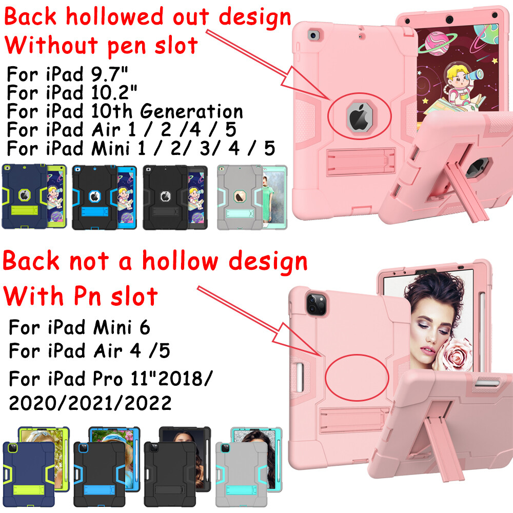 for iPad 2nd 3rd 4th 5th 6th 7th 9th Gen Shockproof Heavy Duty Case Stand Cover