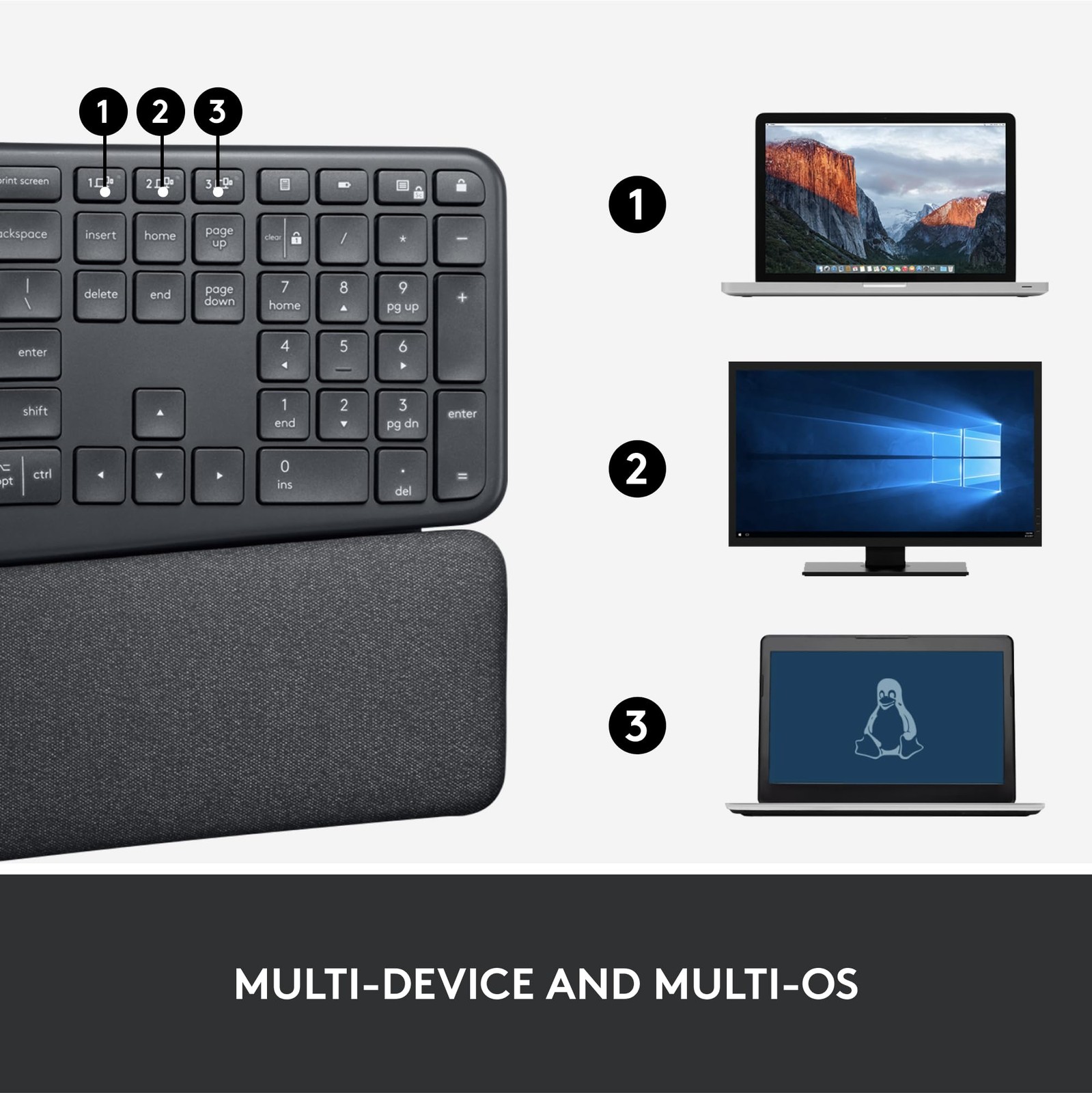 Logitech – ERGO K860 Ergonomic Wireless Keyboard for Windows and Mac with Palm