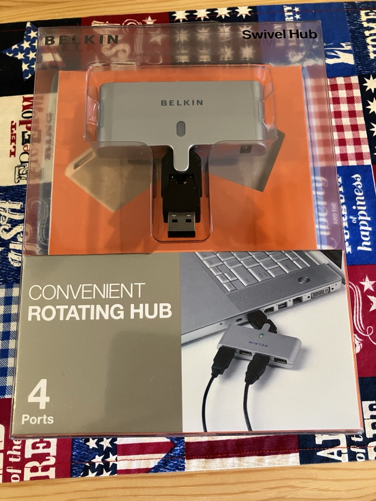 Belkin Rotating Portable 4-Port USB 2.0 Hub Splitter Box Silver