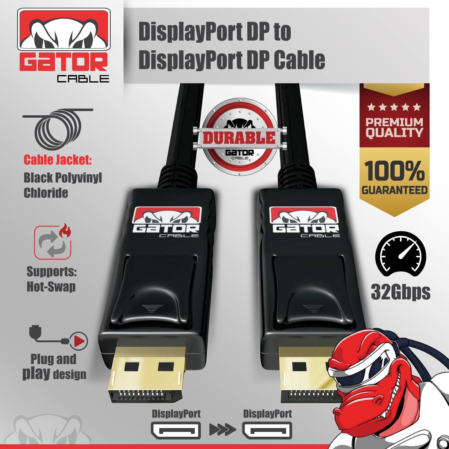 DisplayPort To DisplayPort Cable Male to Male 4K 60Hz Audio Video Display 6FT
