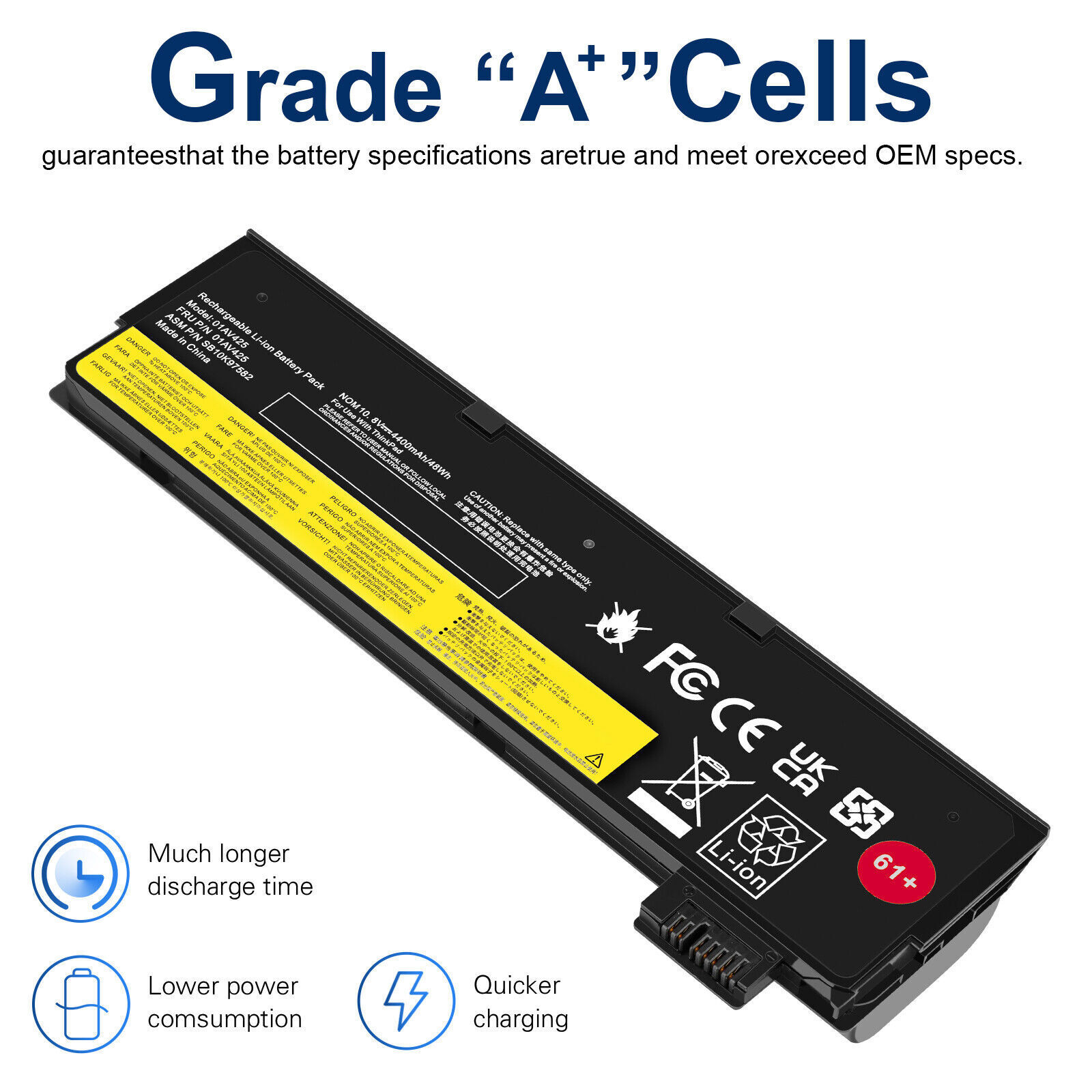 61++ Battery for Lenovo ThinkPad T470 T480 T570 T580 01AV423 01AV424 01AV422
