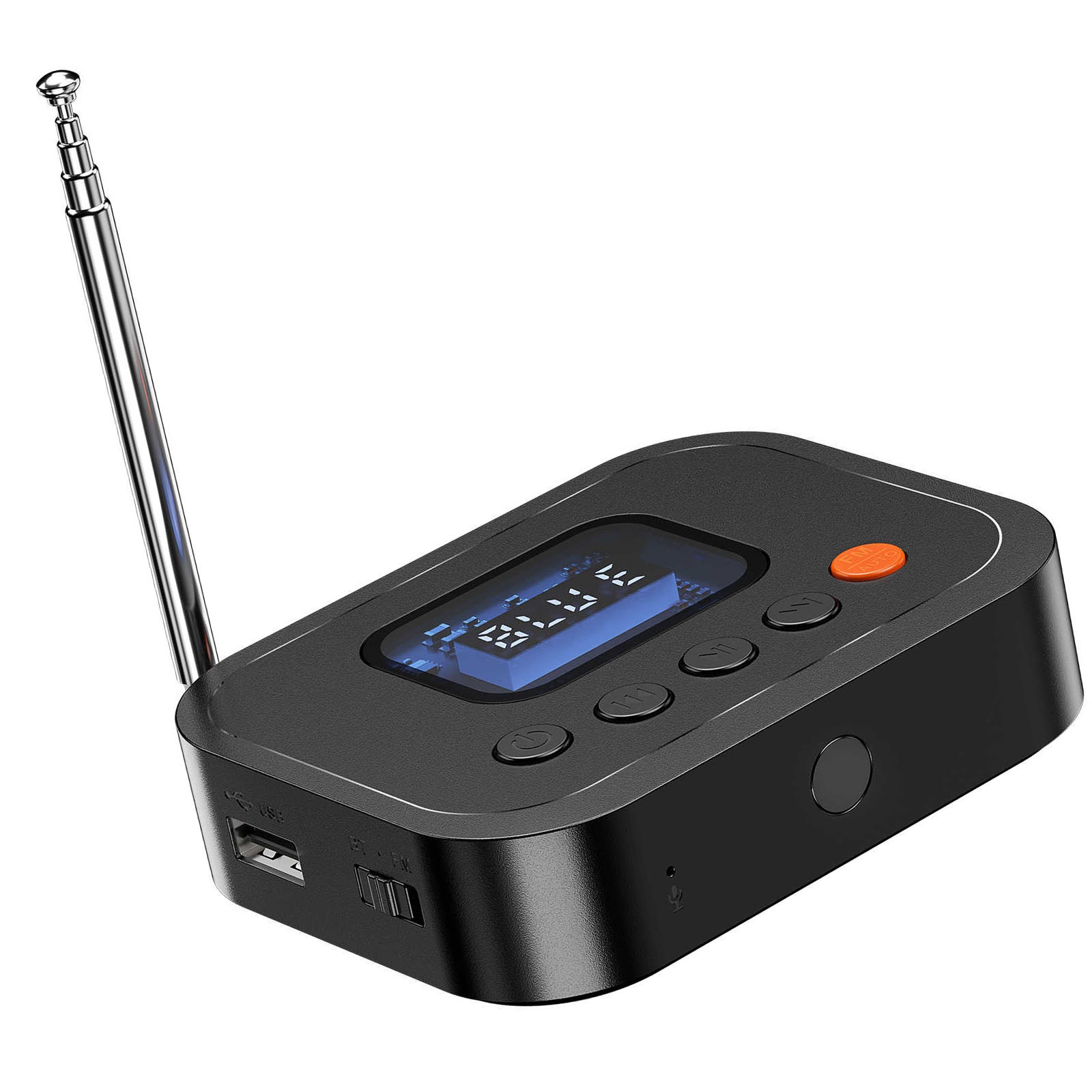 30 Days Standby Bluetooth 6.0 HiFi Audio Receiver FM Radio Adapter Gear LED