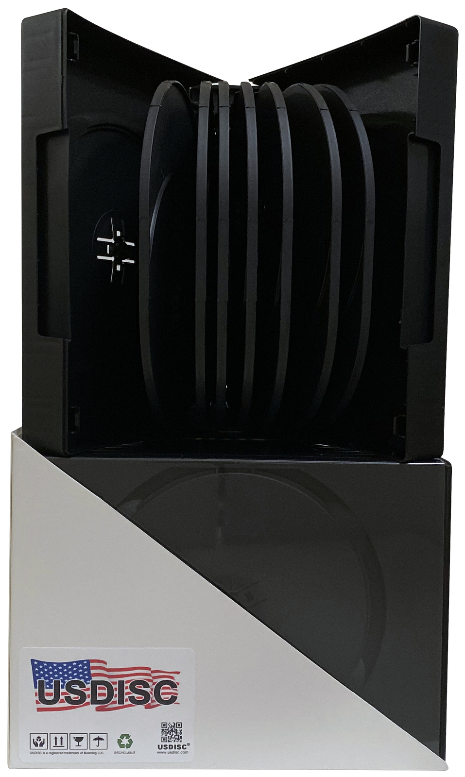 USDISC DVD Cases Chubby 51mm Economy, Sexdecuple 16 Disc (Black) Lot