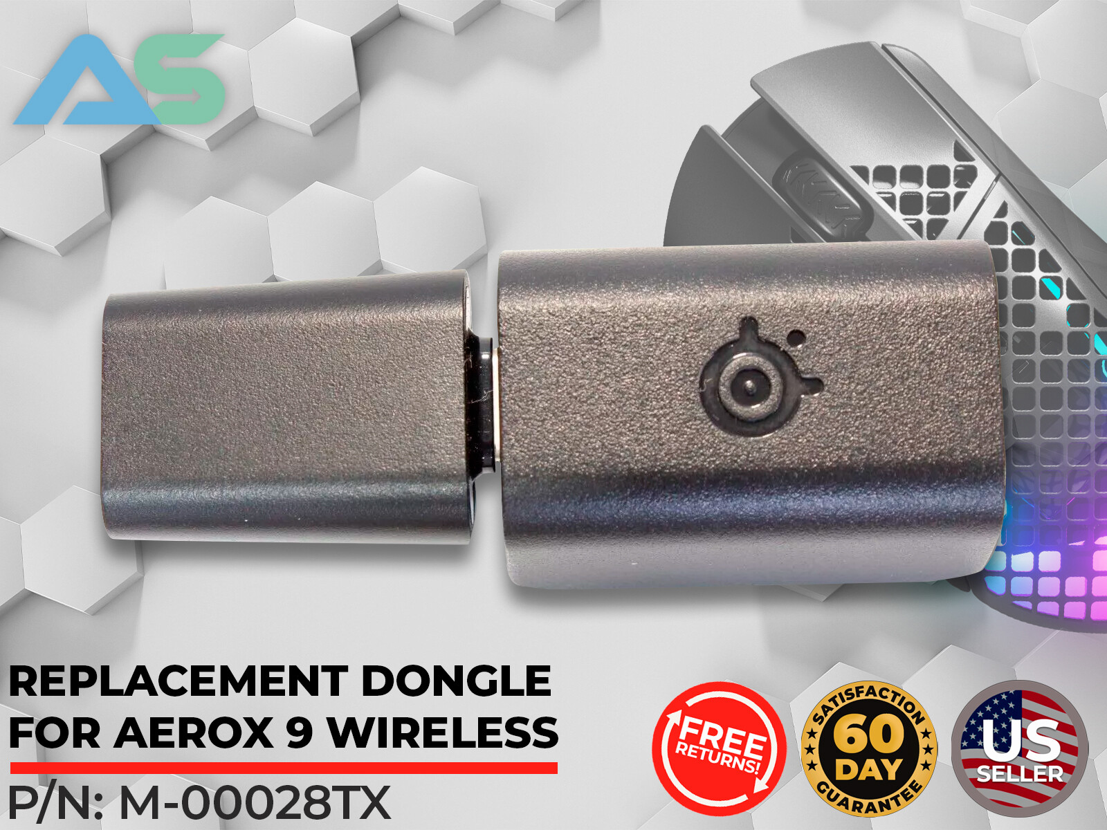 Genuine OEM SteelSeries Aerox 9 Wireless Dongle & USB-C To USB-C Adapter Only